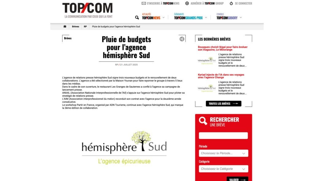 Top com article sur l'agence hémisphère Sud