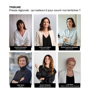 Corinne Hennequin, Anne-Laure Marin, Sandra Pacheco Messibah, Odile Seiter, Aurore Vinzerich et Lisa Wyler, cosignataires d’une tribune pour l’avenir de la presse régionale.